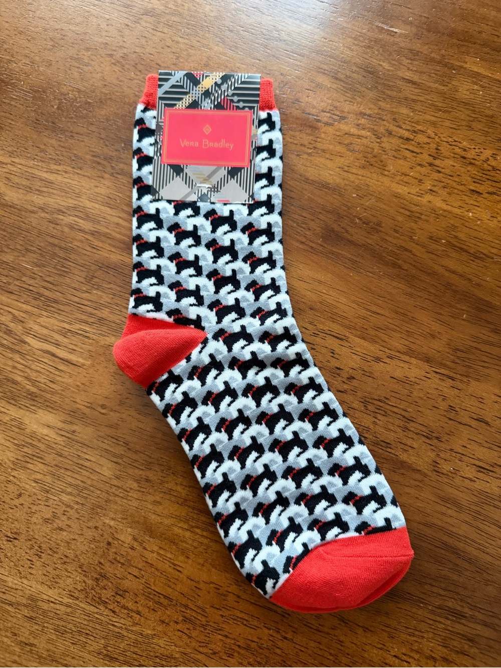 Vera Bradley Scottie Dogs Patterned Crew Socks - Red, Black & White NWT